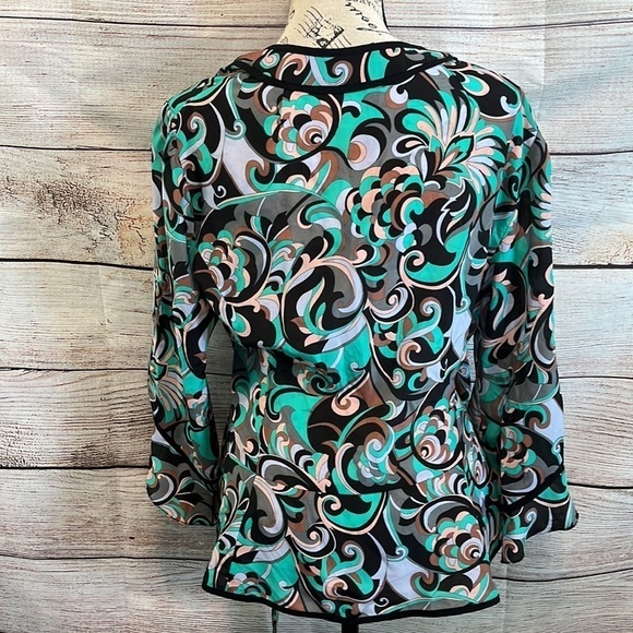 Nanette Lepore Silk Wrap Top Blouse NWT V-neck 3/4 Bell Sleeves Peplum Size 10 - Picture 6 of 13